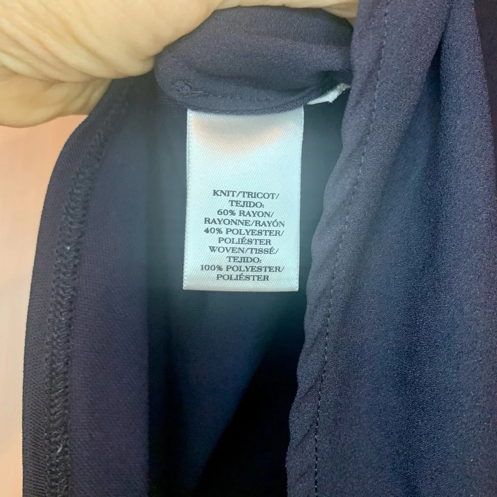 Ann Taylor Romantic Navy Sleeveless Blouse - size XL - Picture 5 of 9